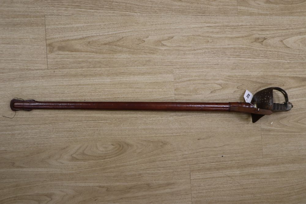 A George V officers dress sword, with leather scabbard, 100cm